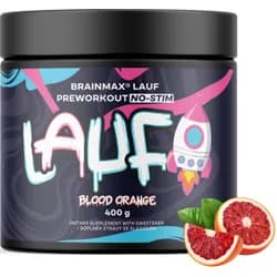 BrainMax LAUF® Preworkout, bez kofeinu, červený pomeranč, 400 g