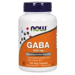 NOW GABA (kyselina gama-aminomáselná) 500 mg + 2mg Vitamín B6, 100 kapslí
