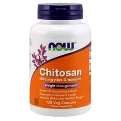 NOW Chitosan, 500 mg Plus chromium, 120 veg kapslí