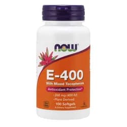 NOW Vitamin E 400 IU s tokoferoly, 100 softgelových kapslí