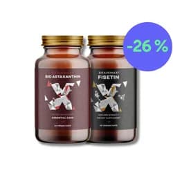 BrainMax Astaxanthin (Astaxantin) BIO, 8 mg, 60 rostlinných kapslí + BrainMax Fisetin 100 mg, 60 rostlinných kapslí