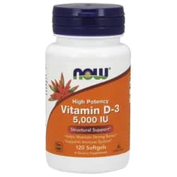 NOW Vitamin D3, 5000 IU, 120 softgel kapslí