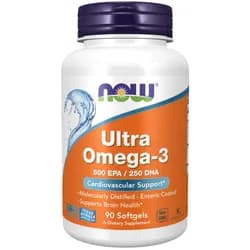 NOW Ultra omega-3, 250 DHA/500 EPA, 90 softgelových kapslí