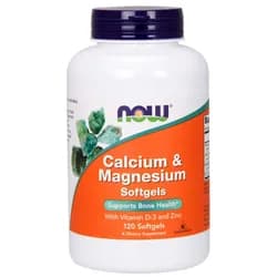 NOW Calcium & Magnesium, with Vitamin D-3 and Zinc, Vápník + Hořčík + Vitamin D3 a Zinek, 120 softgelových kapslí