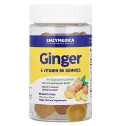 Enzymedica Ginger & Vitamin B6 gummies, Zázvor s vitaminem B6, 60 gumových bonbónů