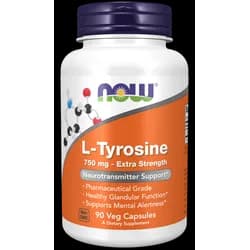 NOW L-Tyrosine, 750 mg, 90 rostlinných kapslí
